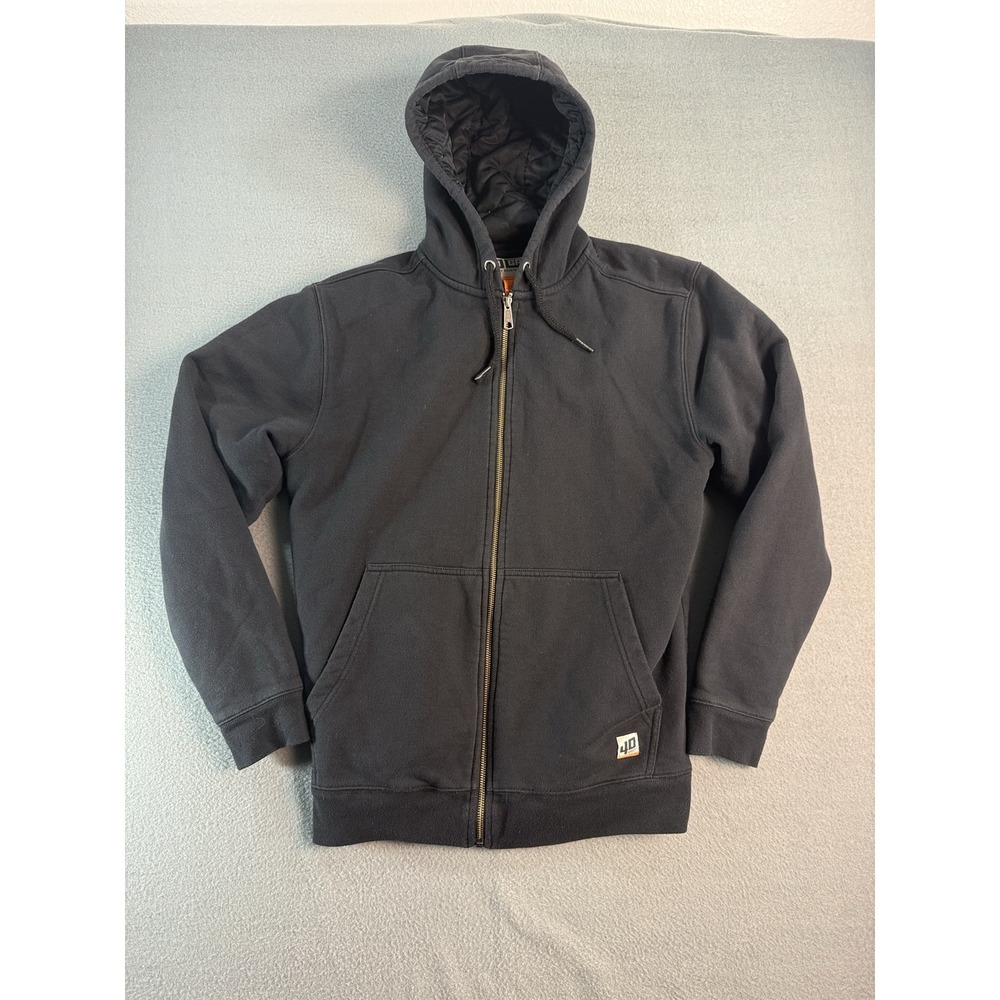 40 Grit Hoodie Mens M Black Full Zip Quilted Lined Fleece Duluth Workwear 50348